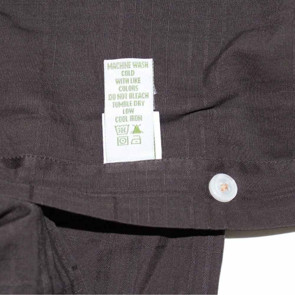 Orvis Large Brown Windowpane Short Sleeve Button Front Casual Lounge Shirt - Picture 11 of 11